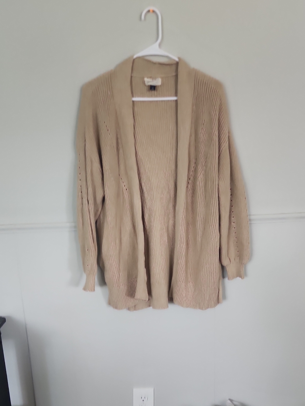 Universal Thread Tan Open-Front Ribbed Cardigan